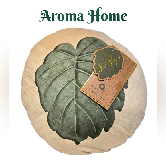 Aroma Home Leaf Design Round Pillow Microwaveable Beads Inside Hot Hugs Plush - Picture 1 of 9